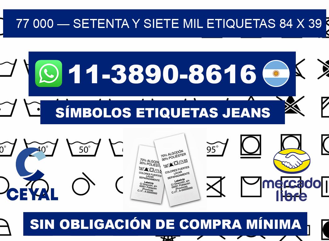 77 000 — setenta y siete mil etiquetas 84 x 39