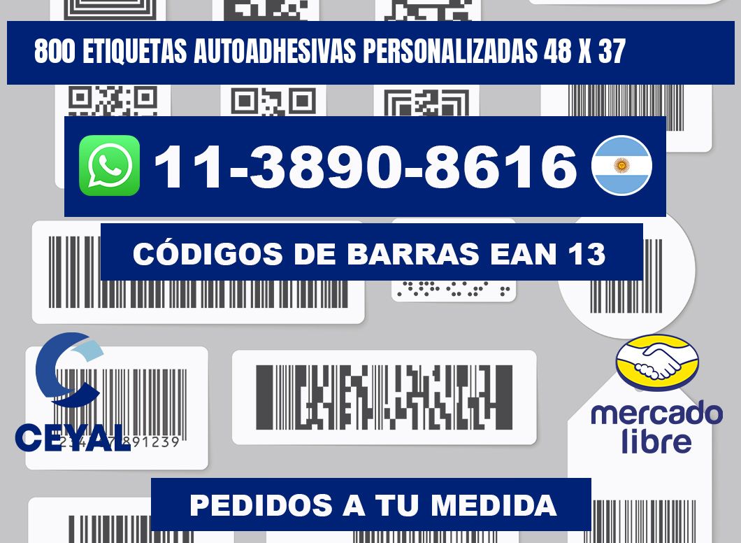 800 Etiquetas autoadhesivas personalizadas 48 x 37
