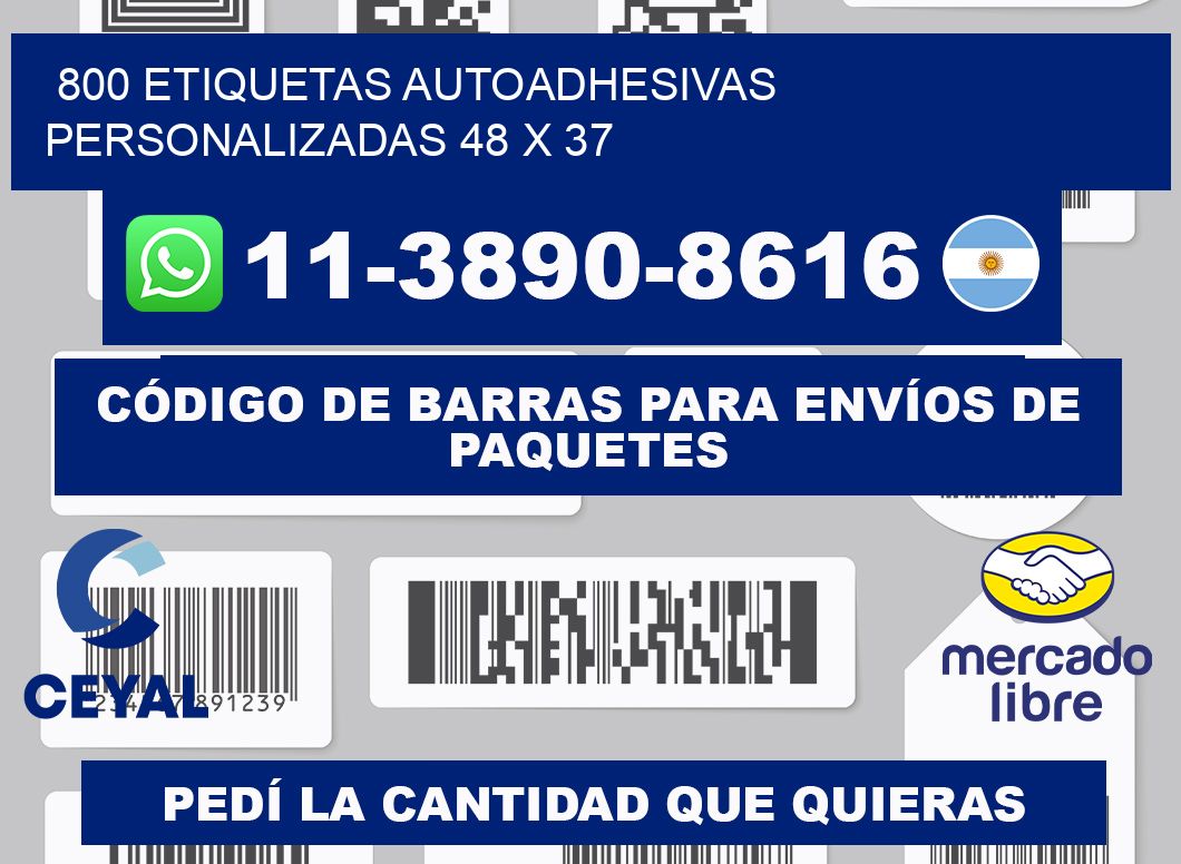 800 Etiquetas autoadhesivas personalizadas 48 x 37