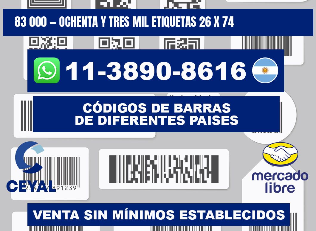 83 000 — ochenta y tres mil etiquetas 26 x 74