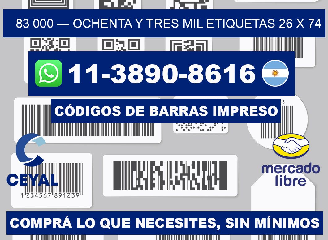 83 000 — ochenta y tres mil etiquetas 26 x 74