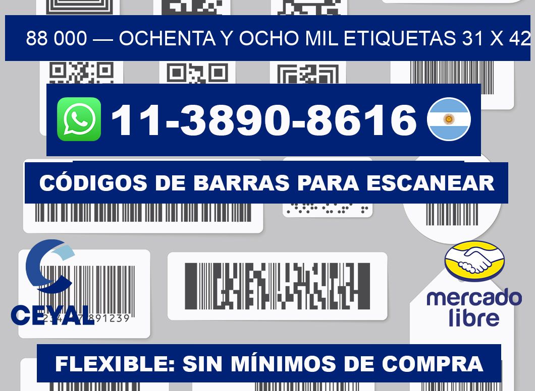 88 000 — ochenta y ocho mil etiquetas 31 x 42