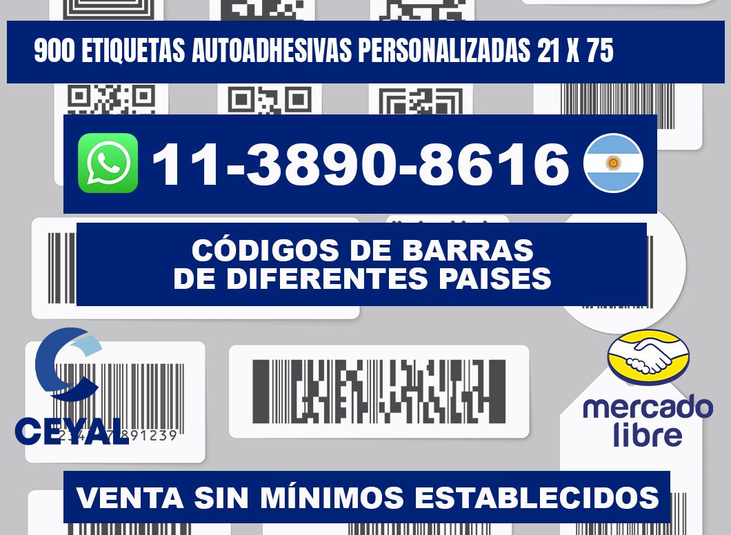 900 Etiquetas autoadhesivas personalizadas 21 x 75