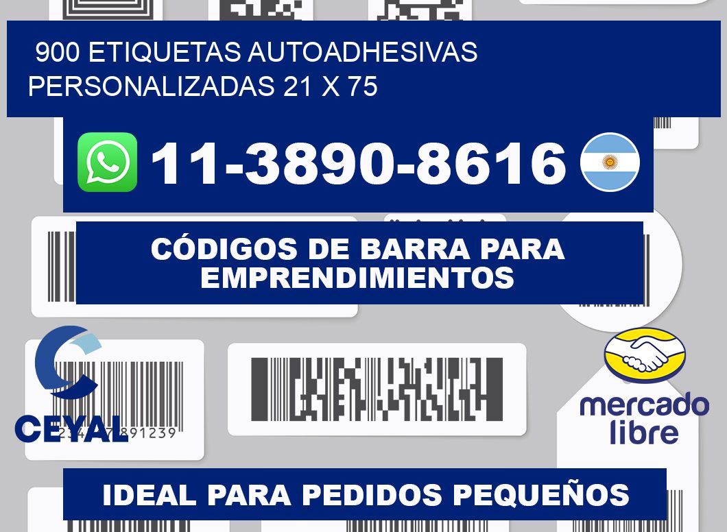 900 Etiquetas autoadhesivas personalizadas 21 x 75