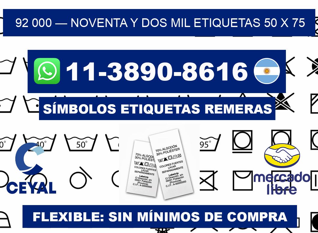92 000 — noventa y dos mil etiquetas 50 x 75