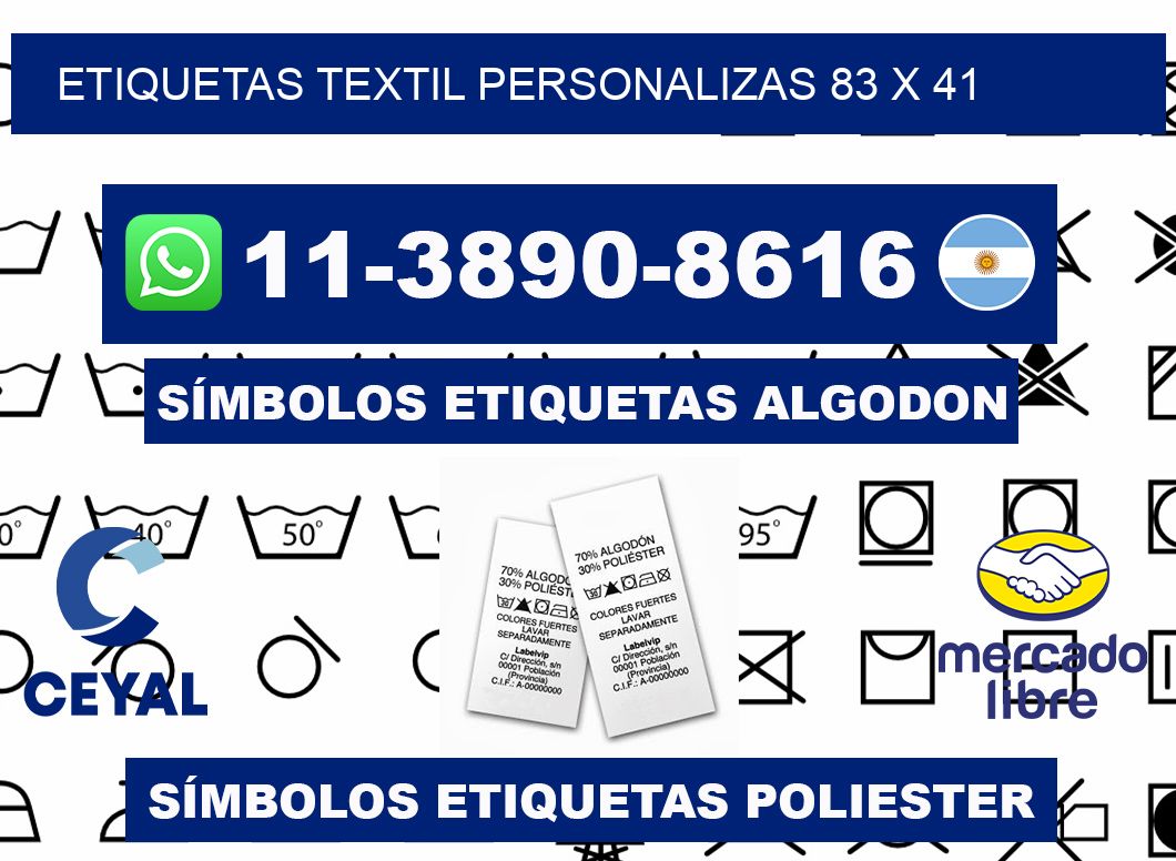 ETIQUETAS TEXTIL PERSONALIZAS 83 x 41