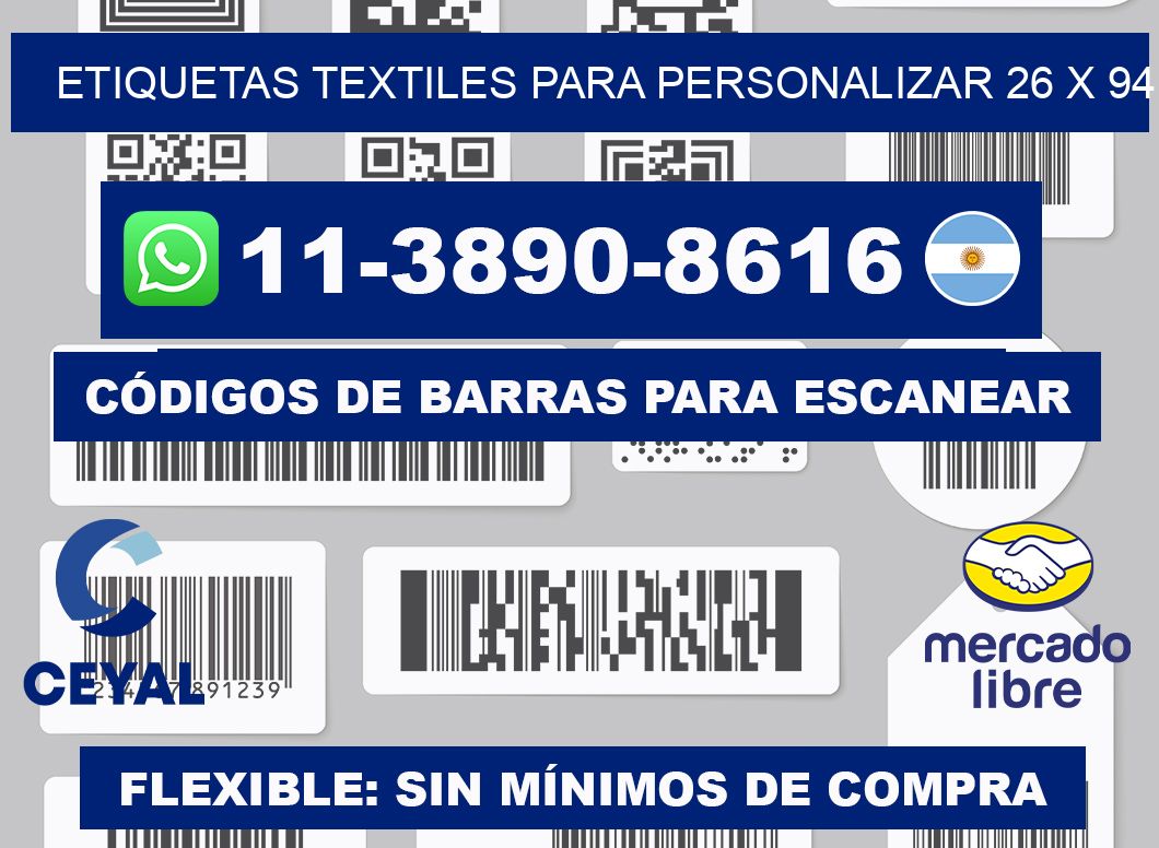 ETIQUETAS TEXTILES PARA PERSONALIZAR 26 x 94