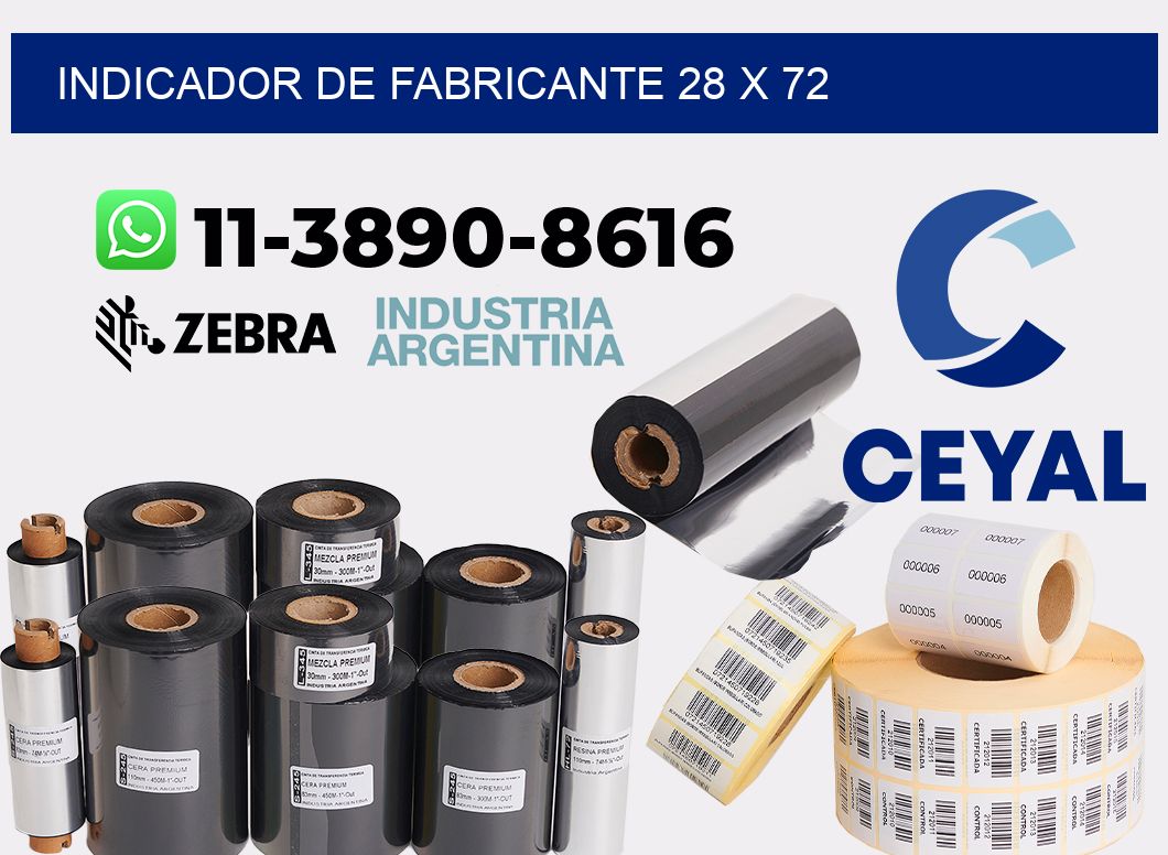 Indicador de fabricante 28 x 72