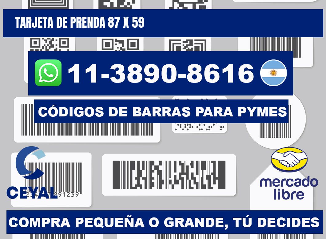 Tarjeta de prenda 87 x 59