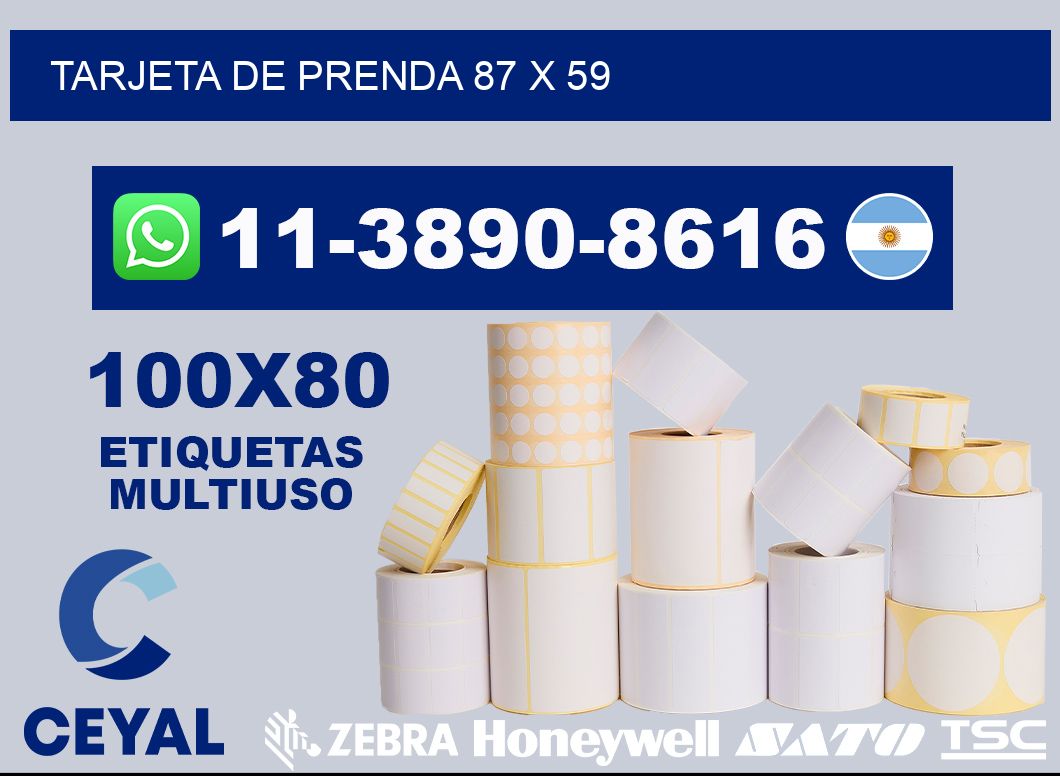 Tarjeta de prenda 87 x 59