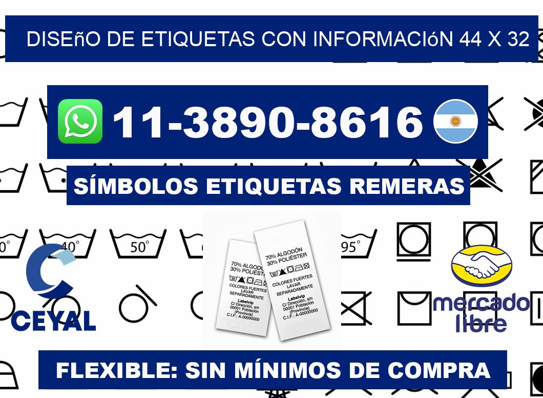 diseño de etiquetas con información 44 x 32