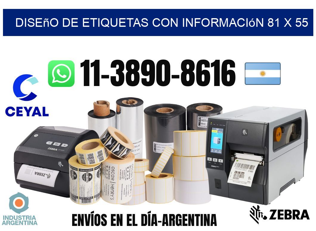 diseño de etiquetas con información 81 x 55