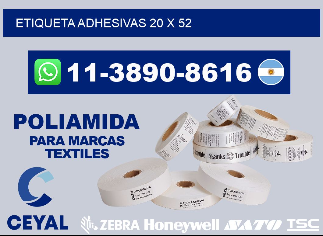 etiqueta adhesivas 20 x 52