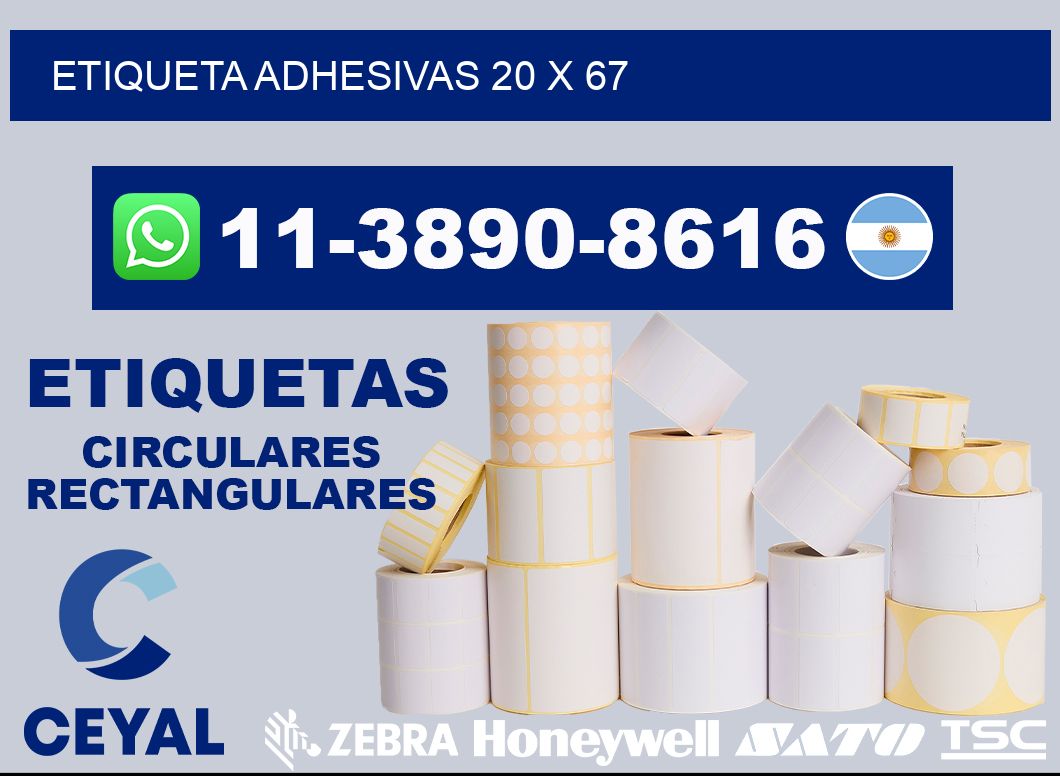 etiqueta adhesivas 20 x 67