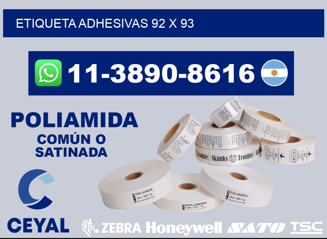 etiqueta adhesivas 92 x 93