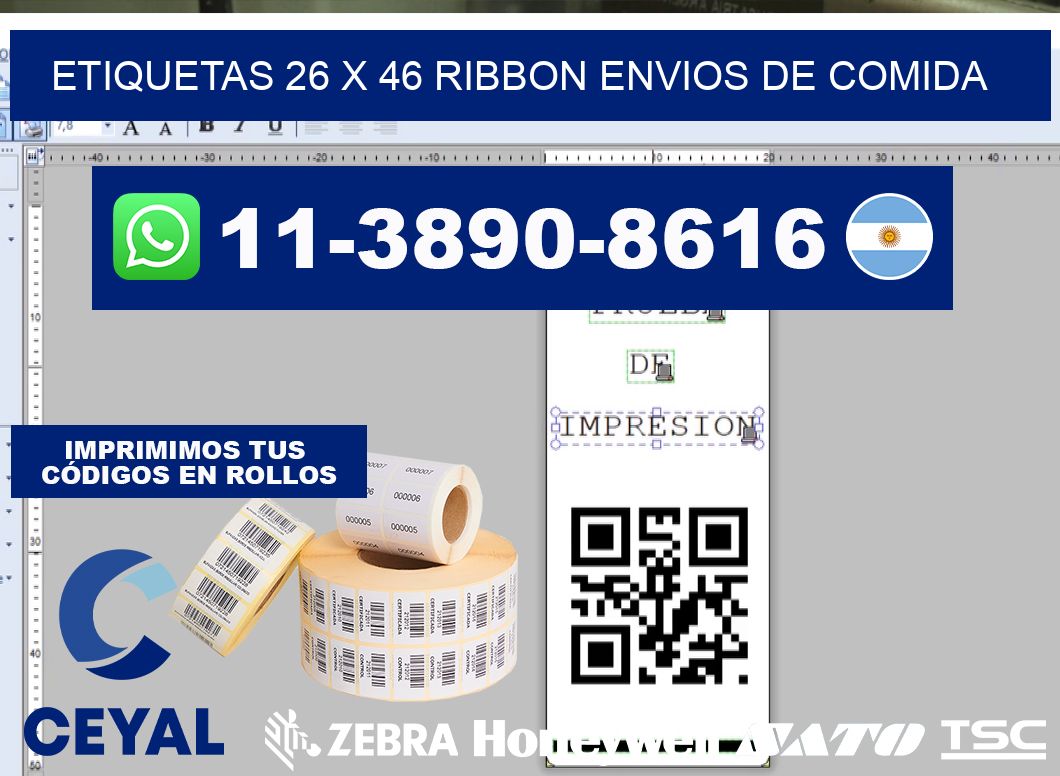 etiquetas 26 x 46 ribbon envios de comida