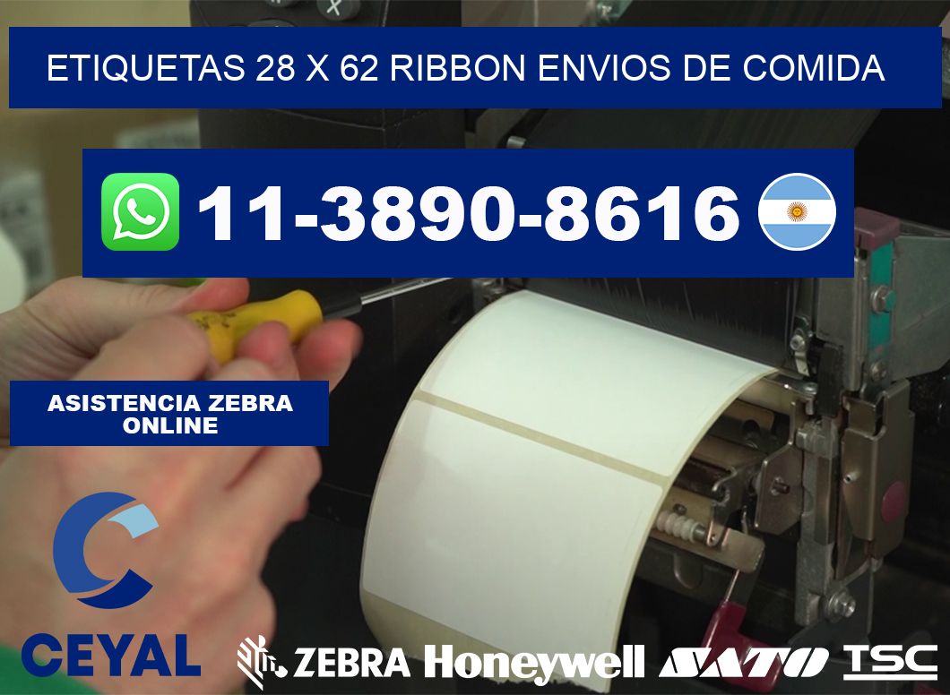 etiquetas 28 x 62 ribbon envios de comida