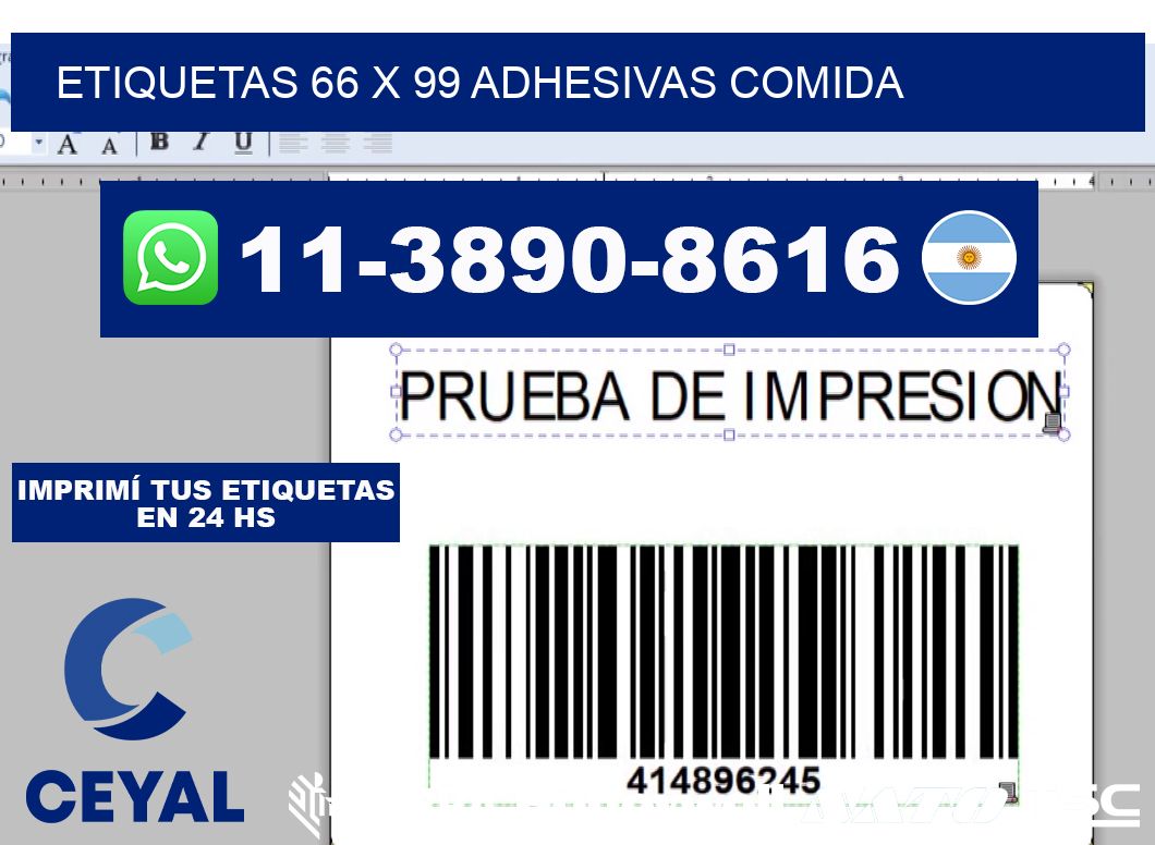 etiquetas 66 x 99 adhesivas comida