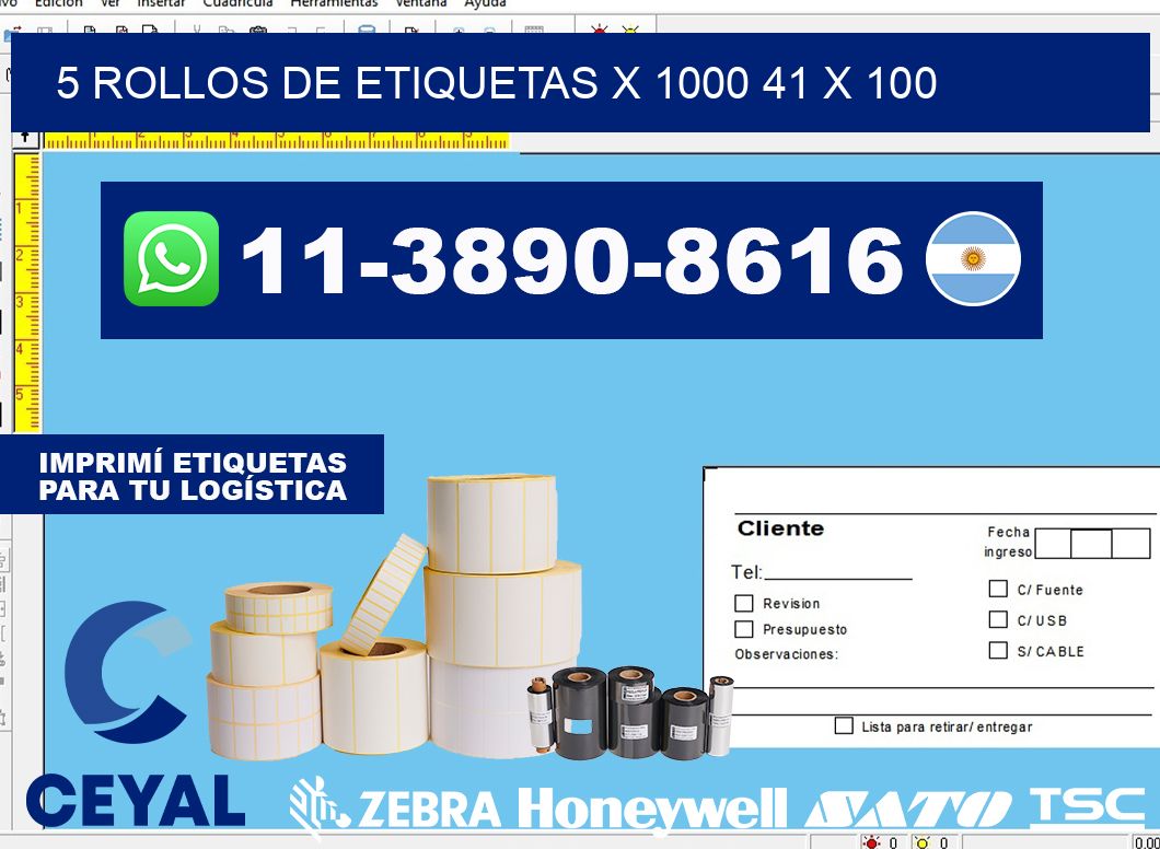 5 rollos de etiquetas x 1000 41 x 100