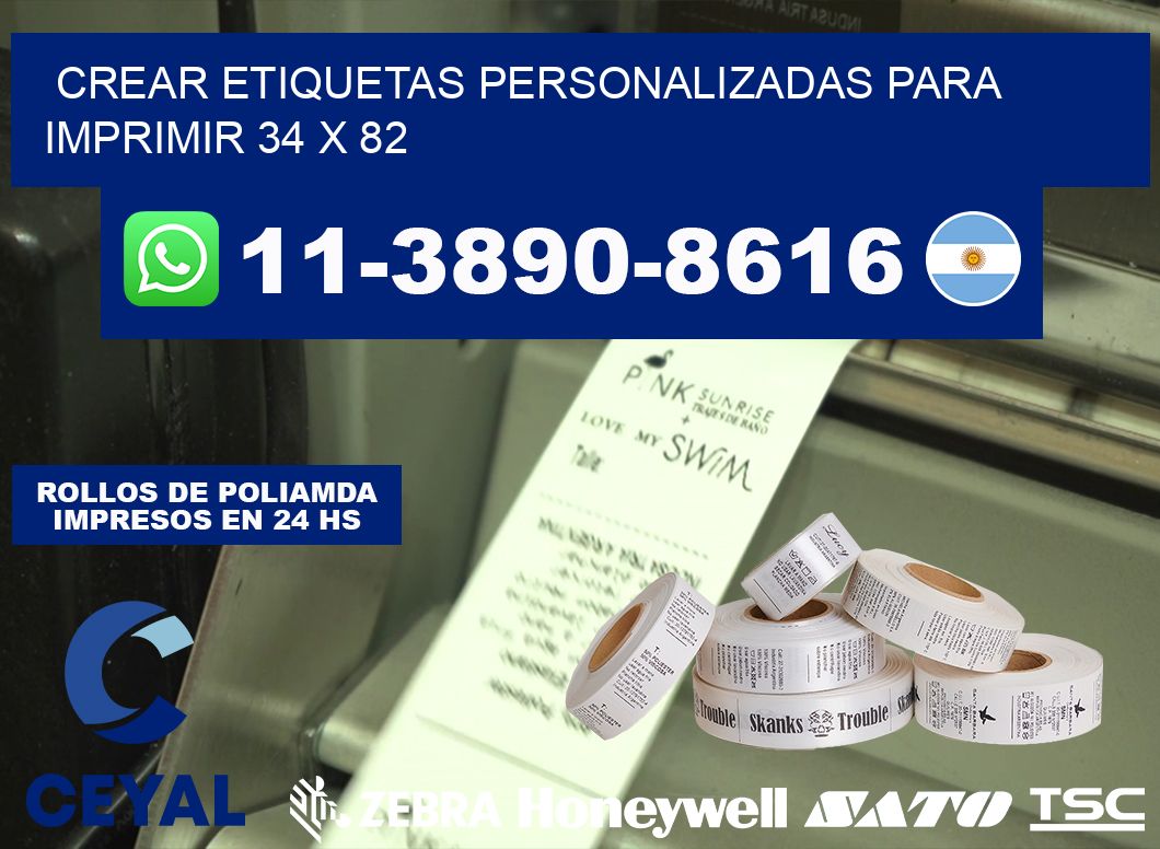 Crear etiquetas personalizadas para imprimir 34 x 82