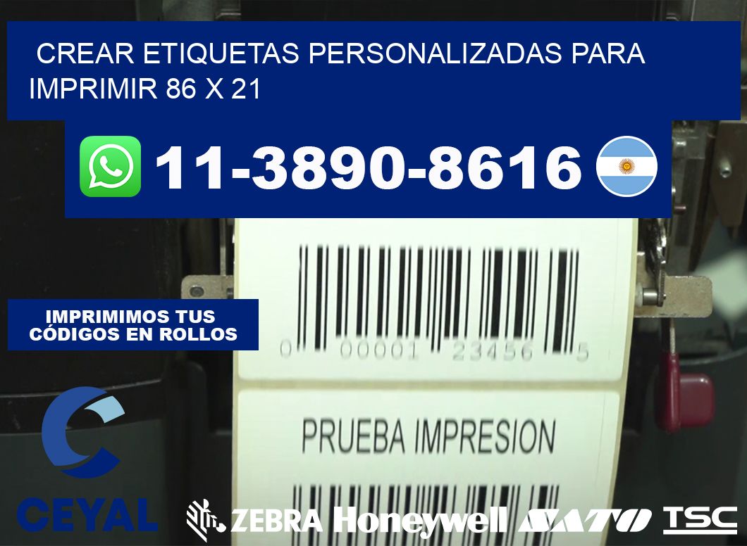 Crear etiquetas personalizadas para imprimir 86 x 21