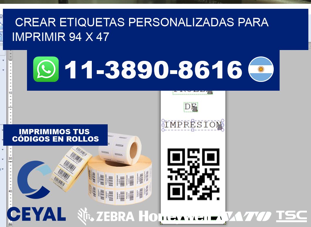 Crear etiquetas personalizadas para imprimir 94 x 47