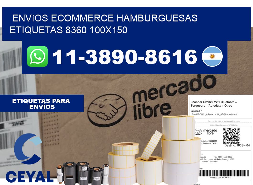 Envíos Ecommerce hamburguesas etiquetas 8360 100x150