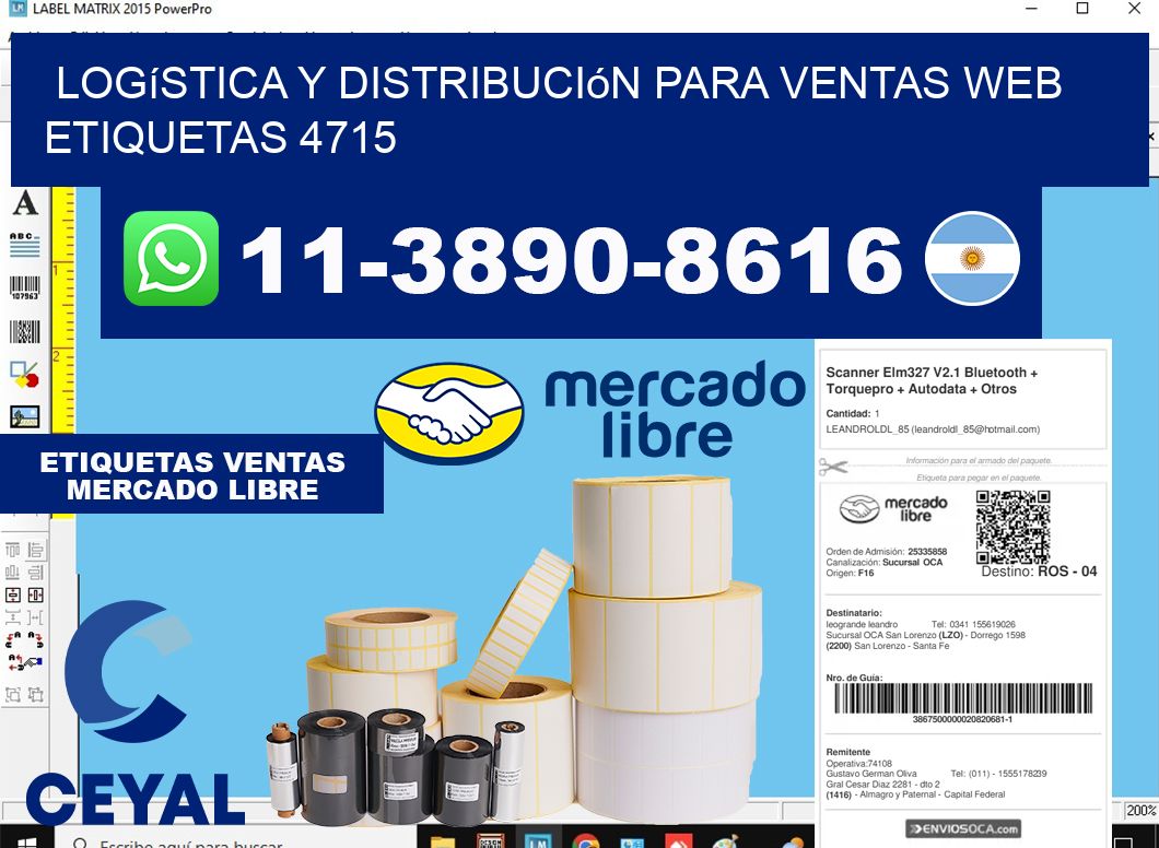Logística y distribución para ventas web  etiquetas 4715