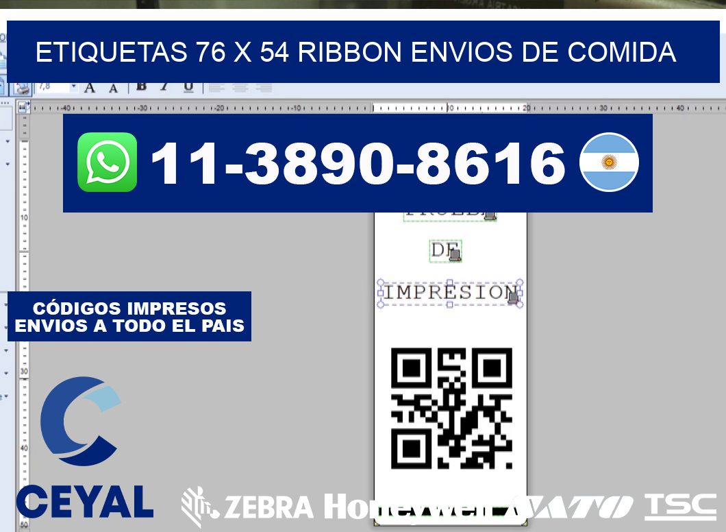 etiquetas 76 x 54 ribbon envios de comida