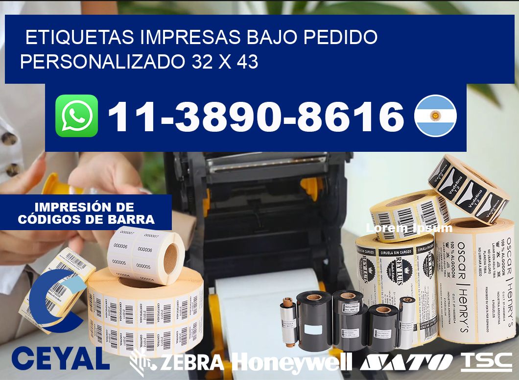 etiquetas impresas bajo pedido personalizado 32 x 43