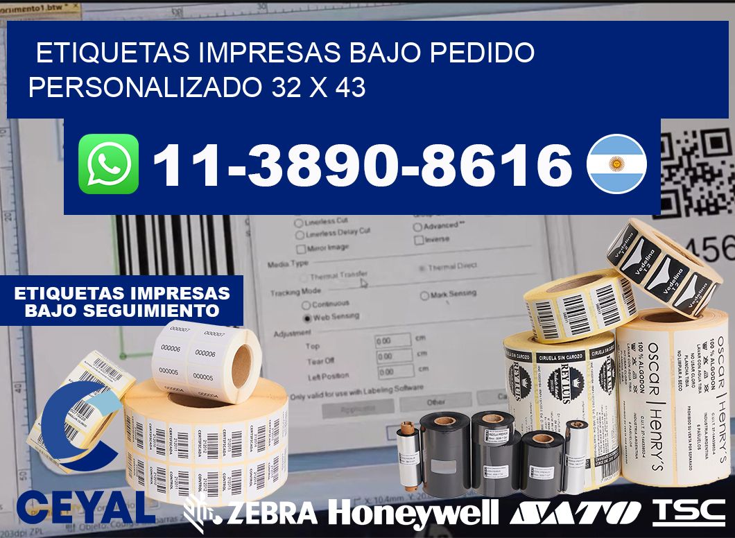 etiquetas impresas bajo pedido personalizado 32 x 43