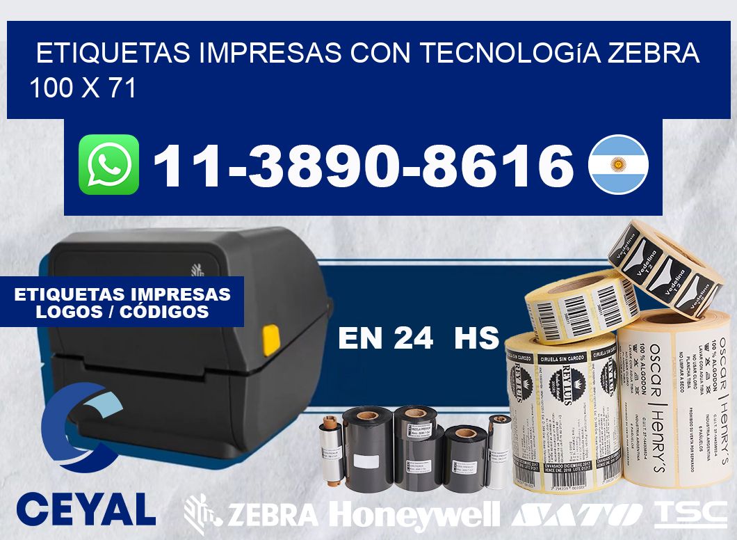 etiquetas impresas con tecnología Zebra 100 x 71