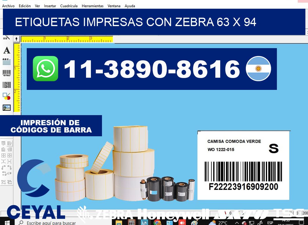 etiquetas impresas con zebra 63 x 94