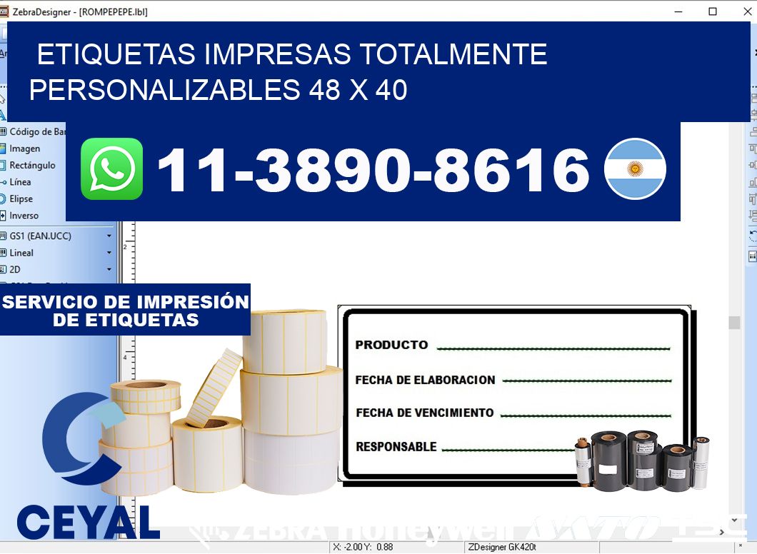 etiquetas impresas totalmente personalizables 48 x 40