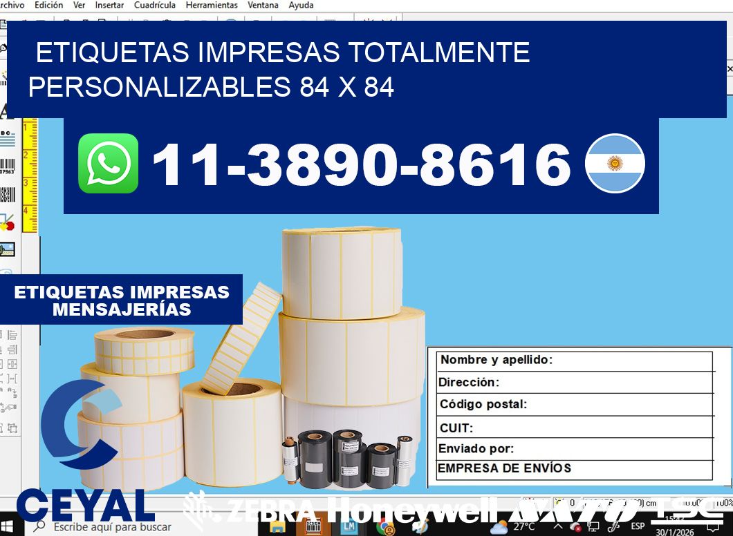 etiquetas impresas totalmente personalizables 84 x 84