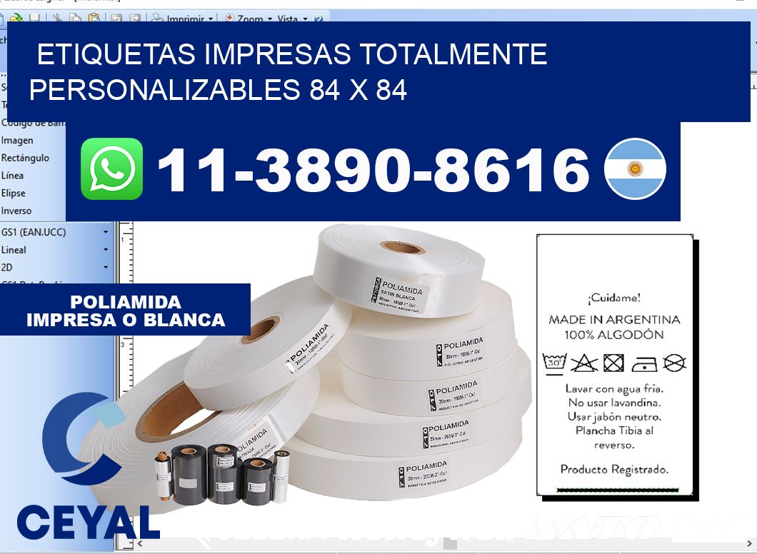 etiquetas impresas totalmente personalizables 84 x 84