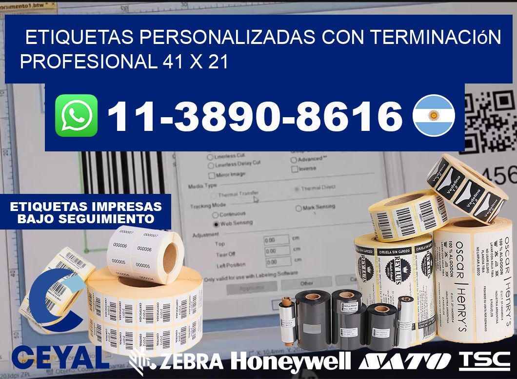 etiquetas personalizadas con terminación profesional 41 x 21