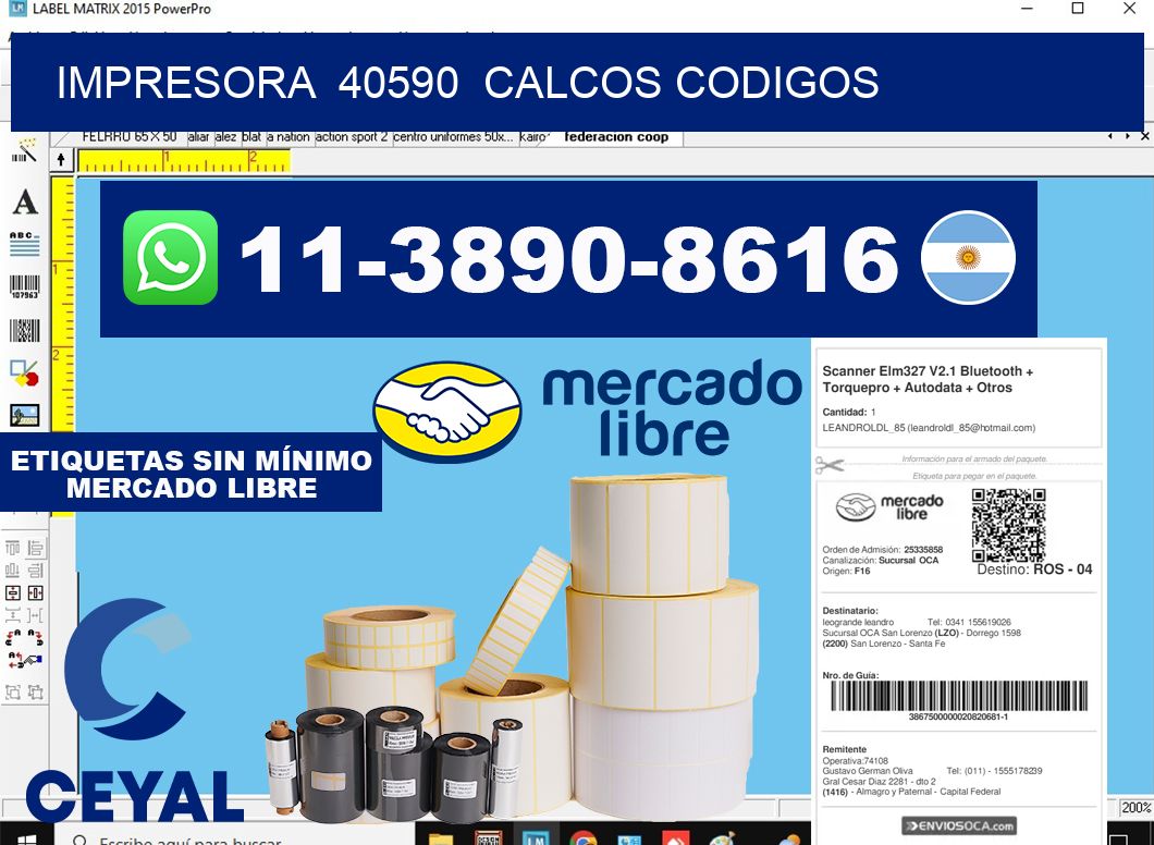 impresora  40590  calcos codigos