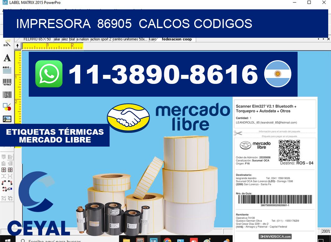 impresora  86905  calcos codigos
