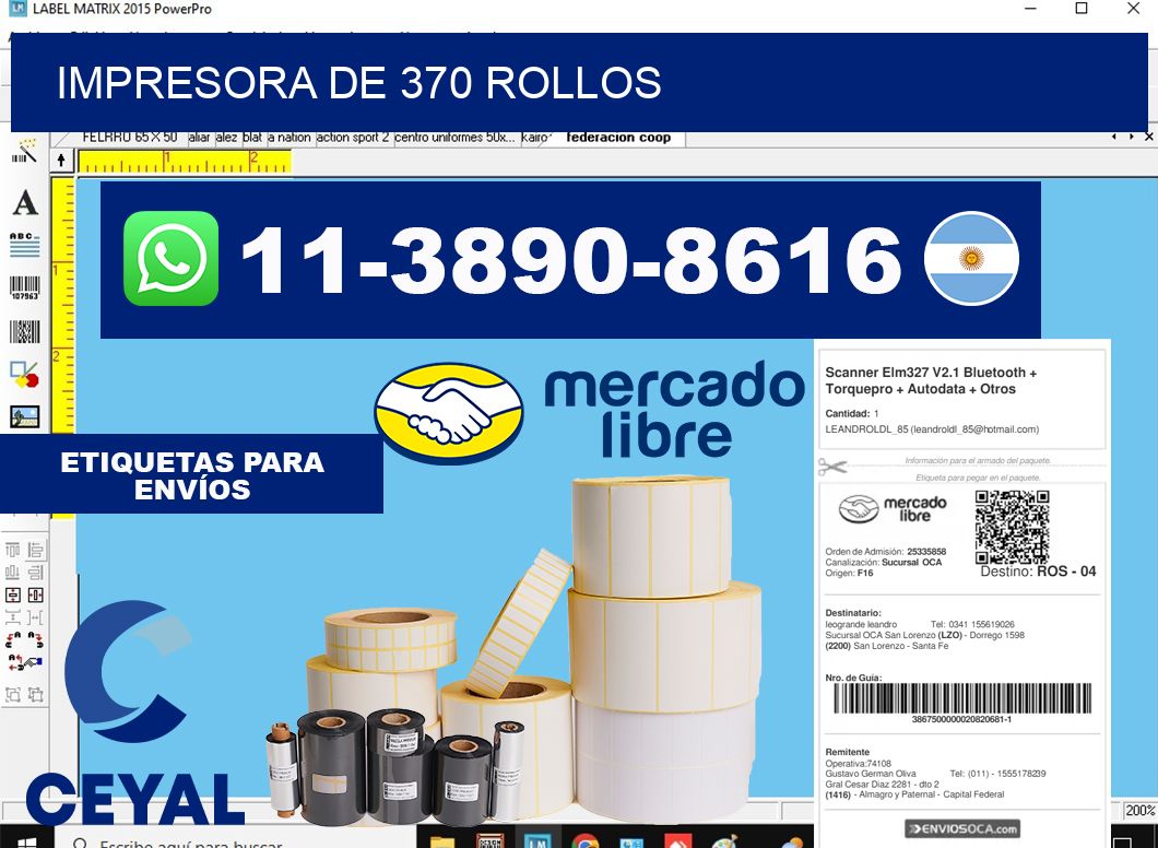 impresora de 370 rollos