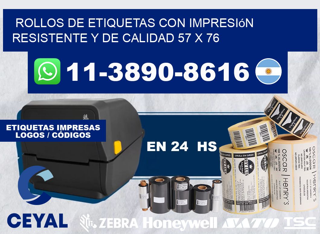 rollos de etiquetas con impresión resistente y de calidad 57 x 76