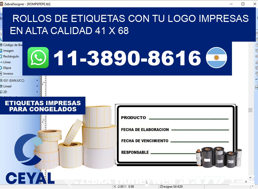 rollos de etiquetas con tu logo impresas en alta calidad 41 x 68