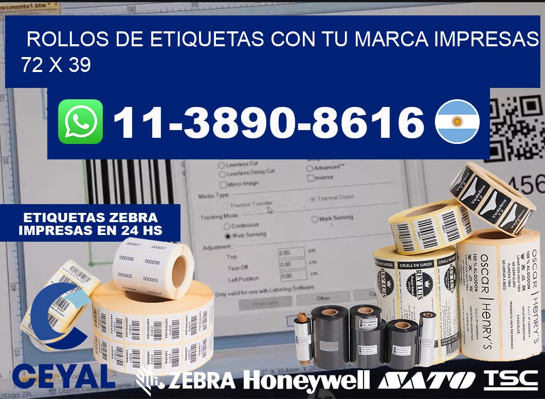 rollos de etiquetas con tu marca impresas 72 x 39