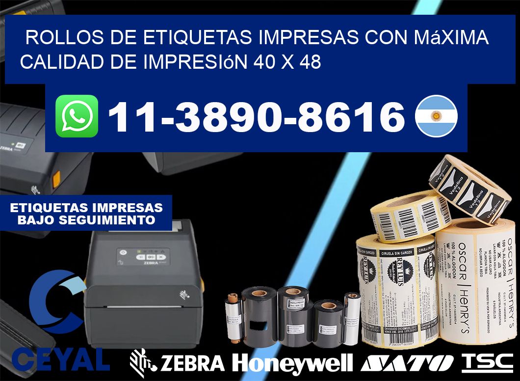 rollos de etiquetas impresas con máxima calidad de impresión 40 x 48