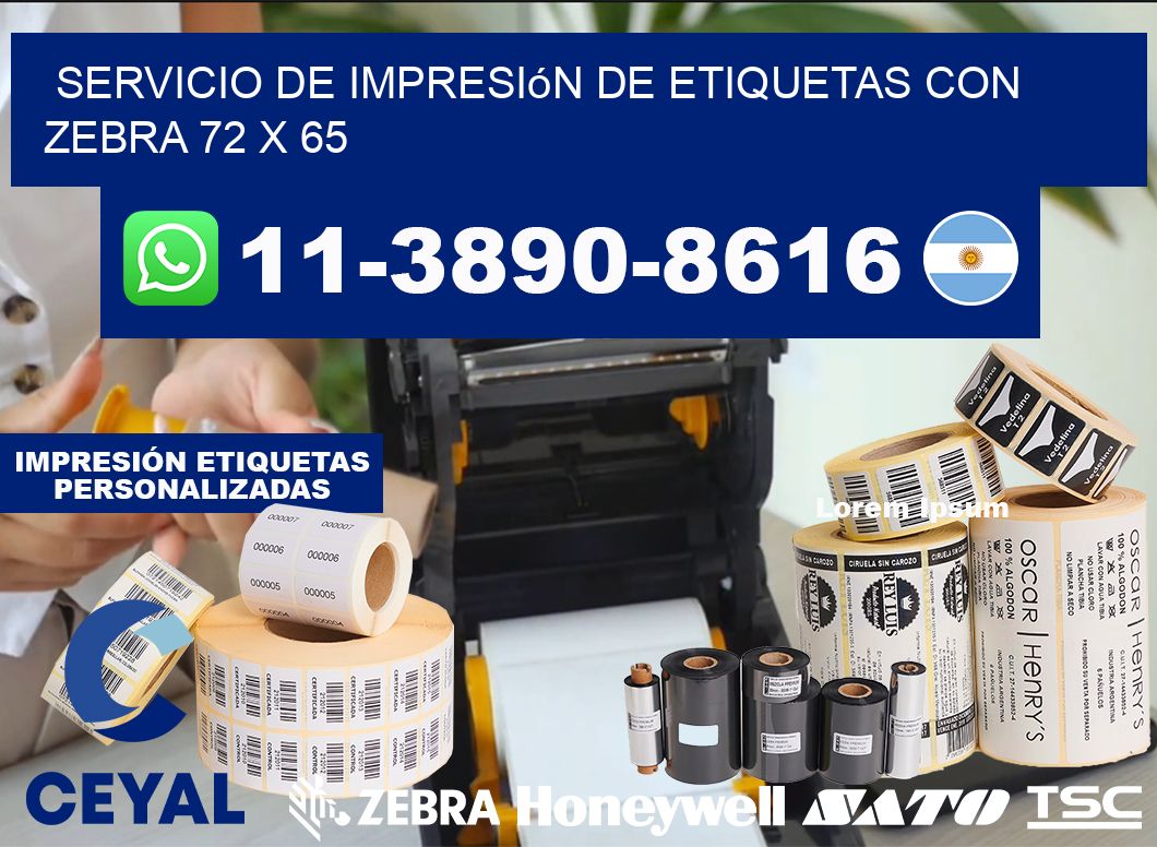 servicio de impresión de etiquetas con Zebra 72 x 65