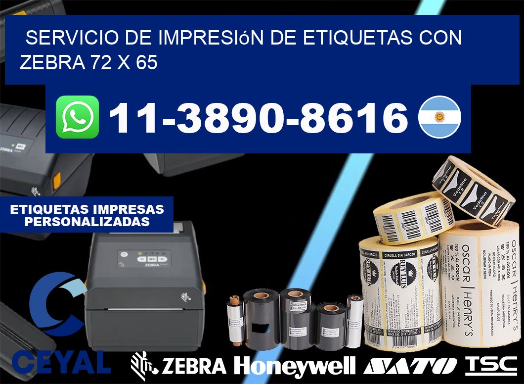 servicio de impresión de etiquetas con Zebra 72 x 65