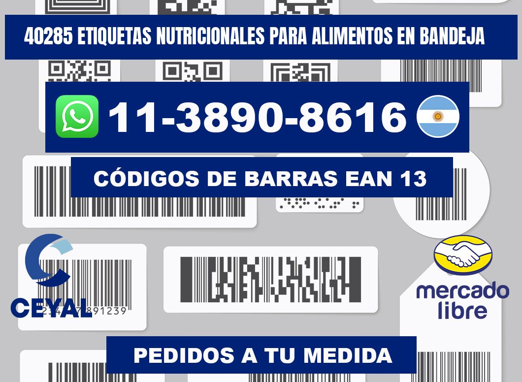 40285 etiquetas nutricionales para alimentos en bandeja
