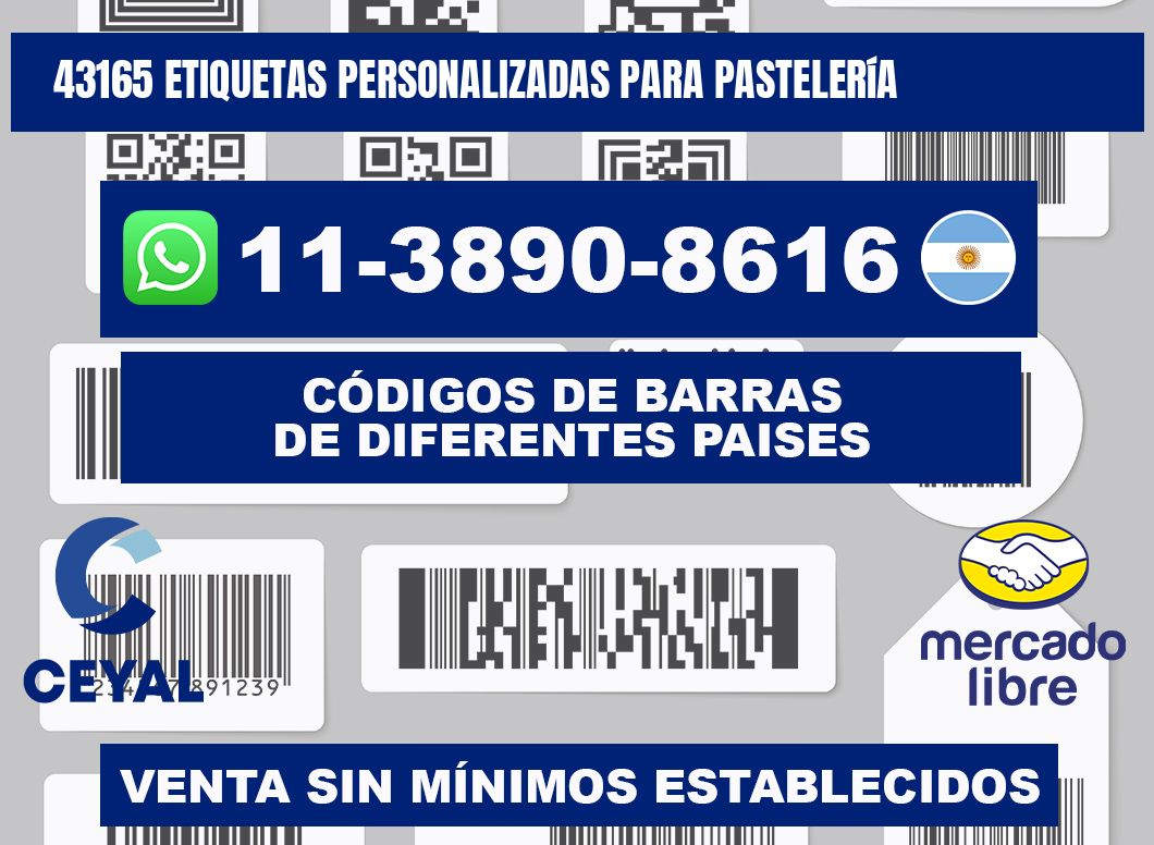 43165 etiquetas personalizadas para pastelería