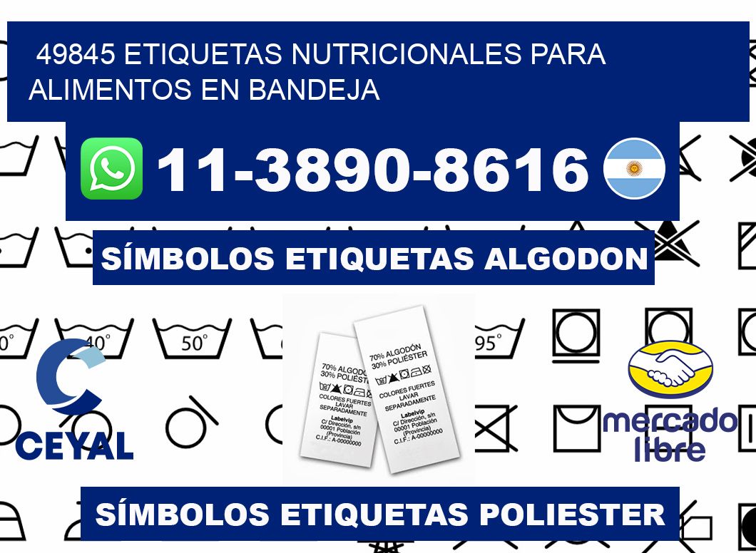 49845 etiquetas nutricionales para alimentos en bandeja