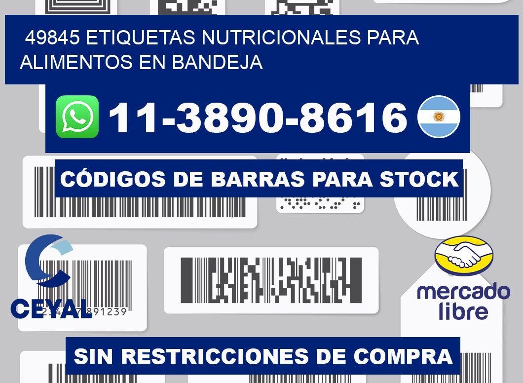 49845 etiquetas nutricionales para alimentos en bandeja